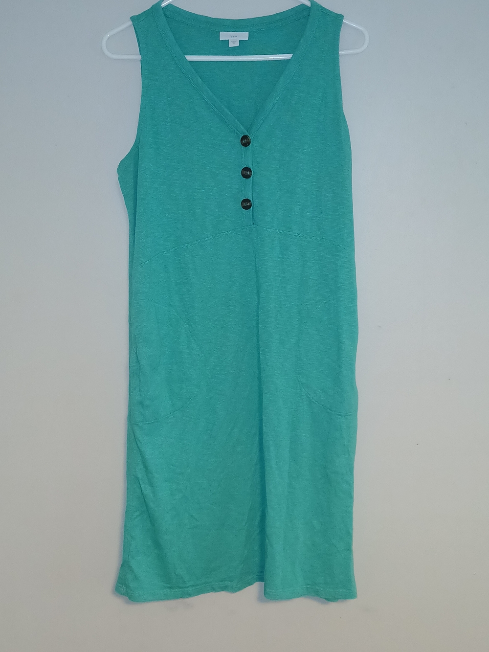 J. Jill Teal Sleeveless V-Neck Button Front Sundress